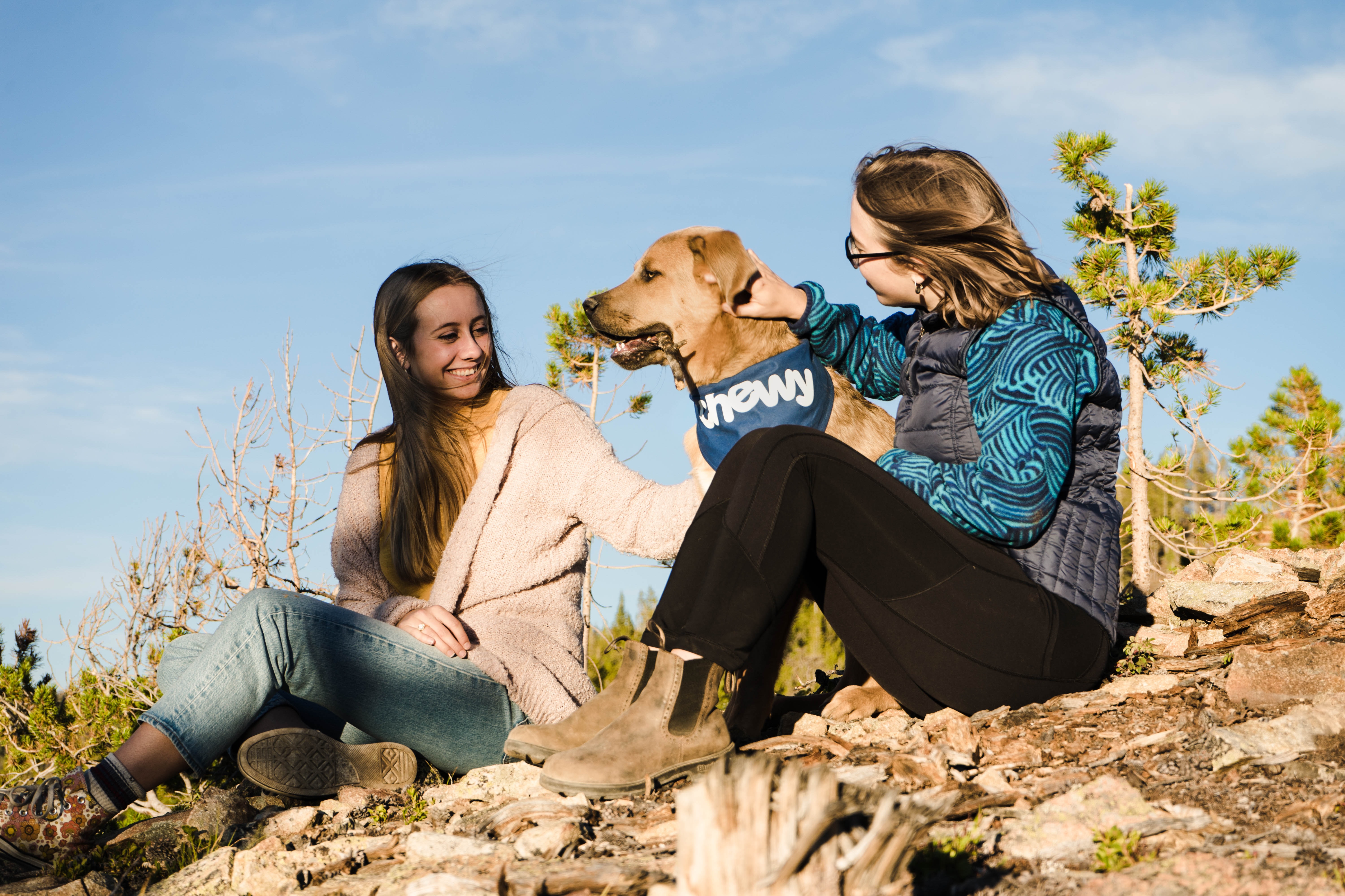 women with dog outside